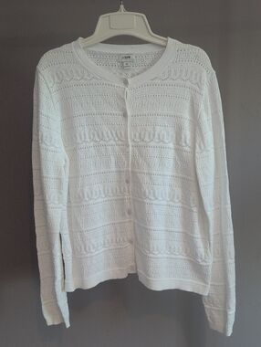 J.Crew Factory White Pointelle Knit Cardigan